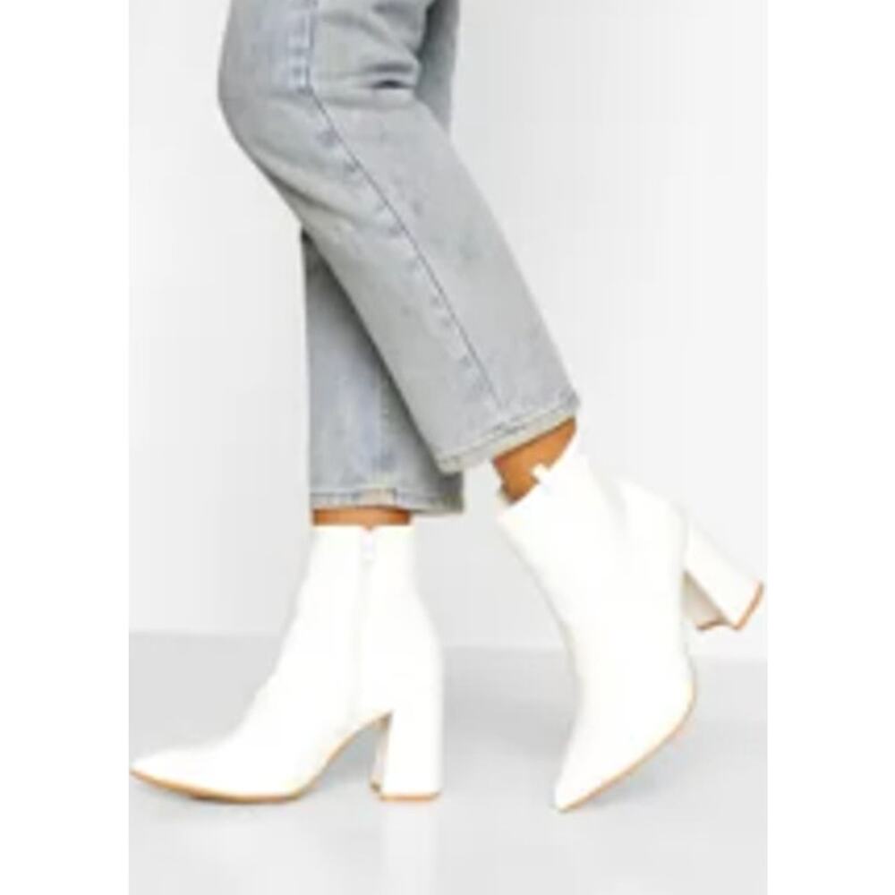 White Patent Leather Booties